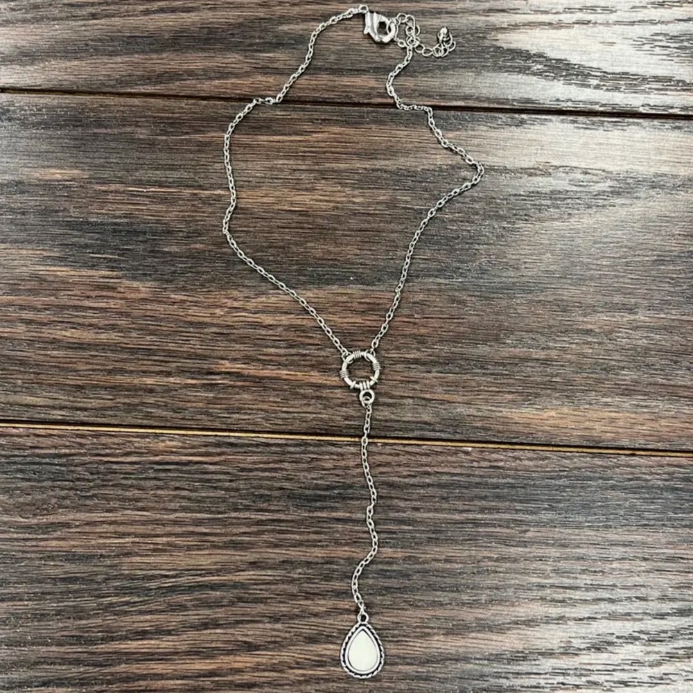 Handmade 16" Drop White Turquoise Y-Necklace